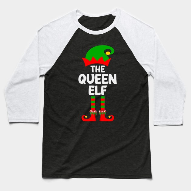 Queen Elf Matching Family Group Christmas Party Pajama Baseball T-Shirt by DragonTees